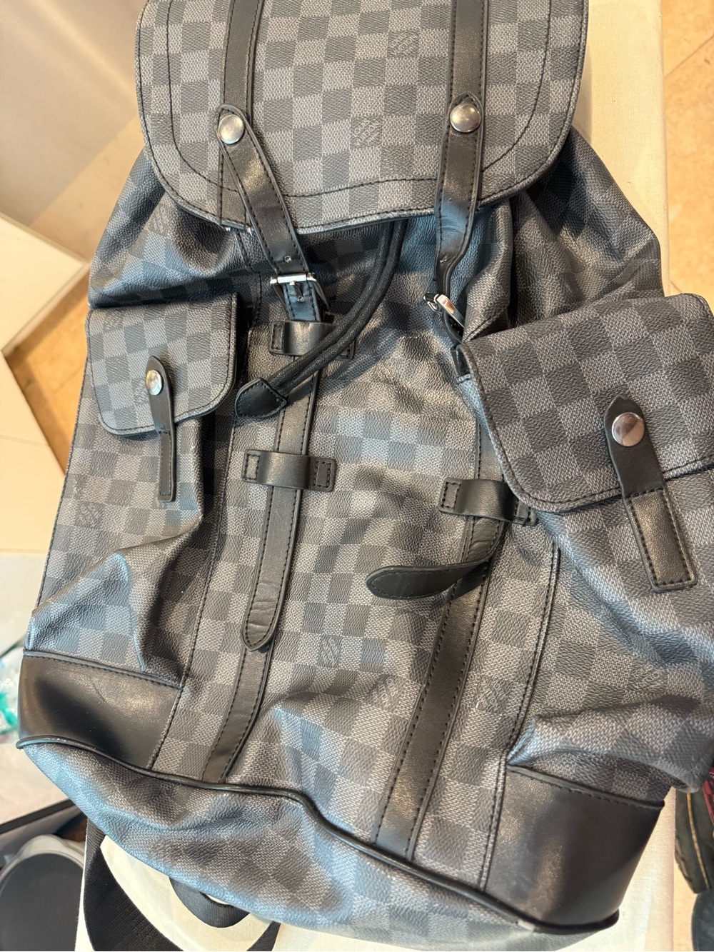 Louis Vuitton Men's Damier Graphite Backpack in Charcoal Black